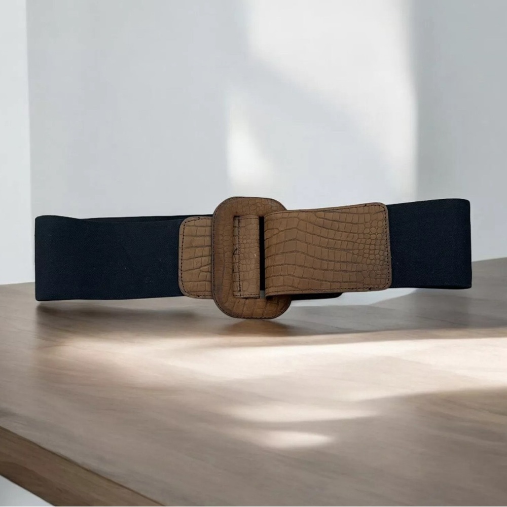 Black & Brown Fashion Statement Belt Strap One Size Stretch Deals Bargains Sales